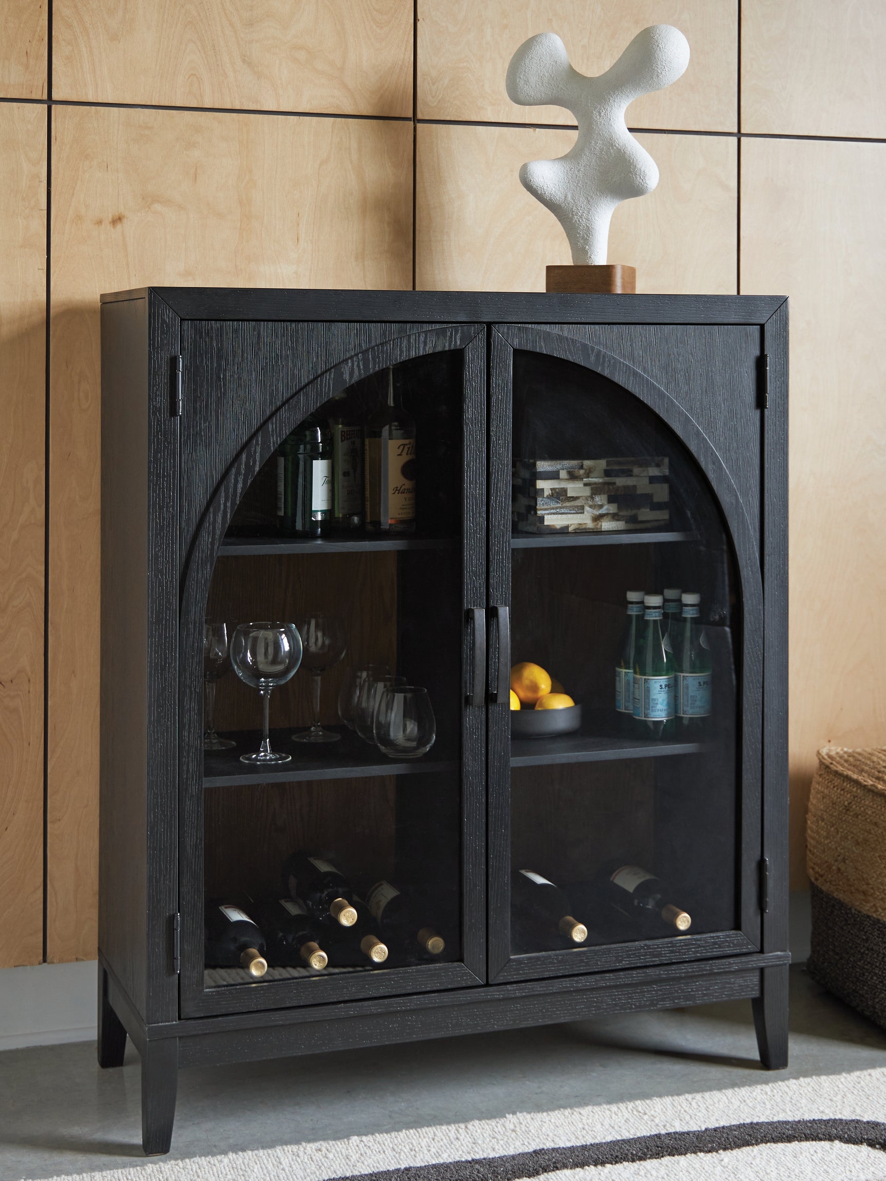 Armenleigh Black/Brown Bar Cabinet - Ornate Home