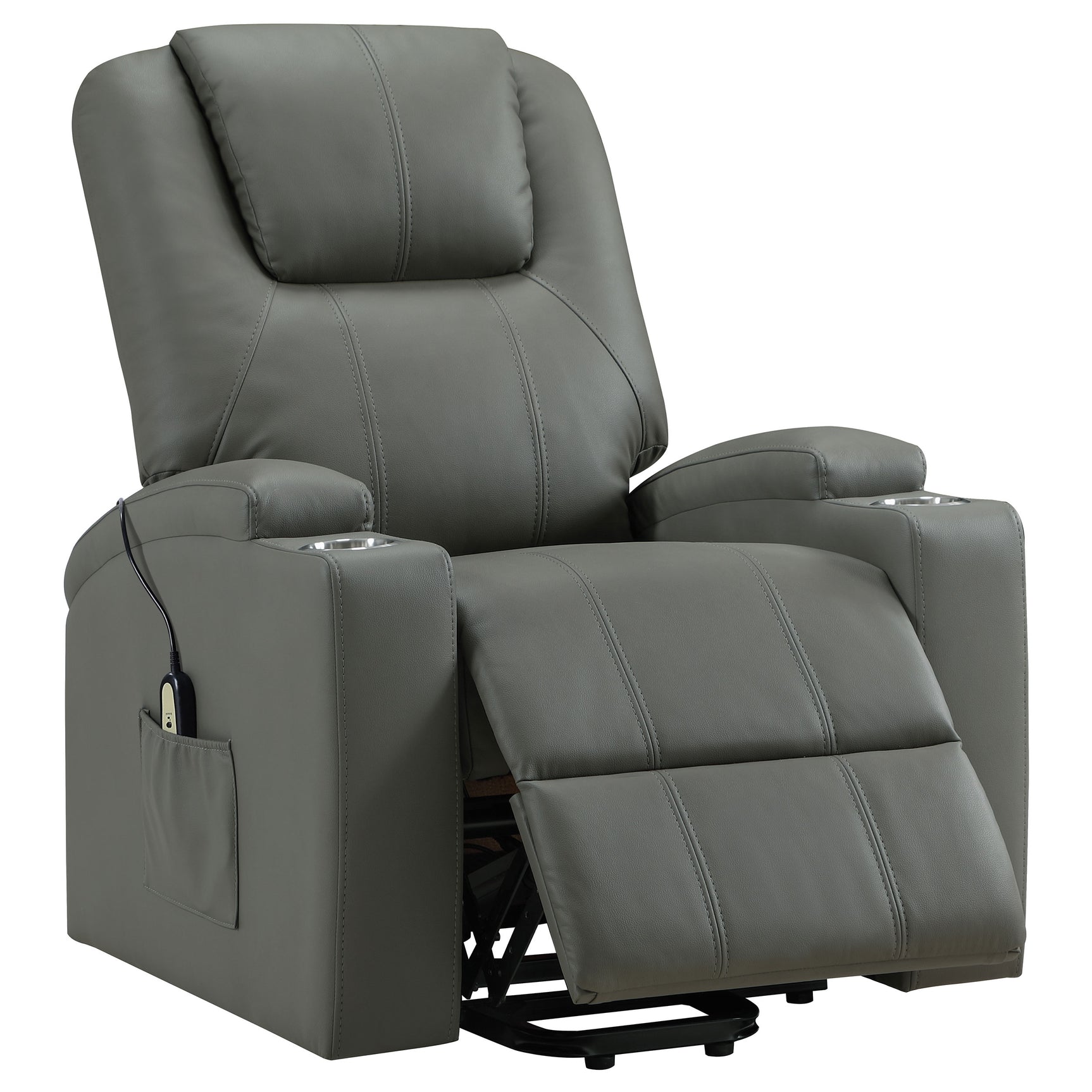 Armstrong Grey Upholstered Power Lift Massage Recliner - Ornate Home