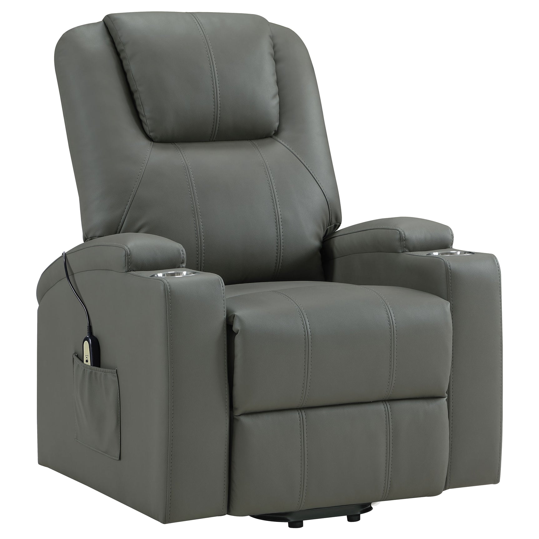 Armstrong Grey Upholstered Power Lift Massage Recliner - Ornate Home
