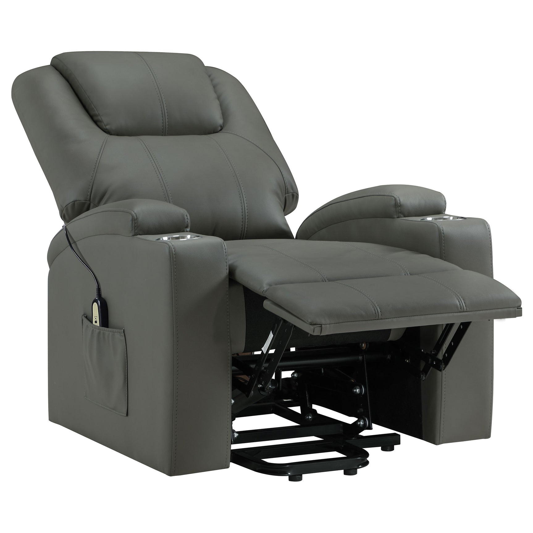Armstrong Grey Upholstered Power Lift Massage Recliner - Ornate Home