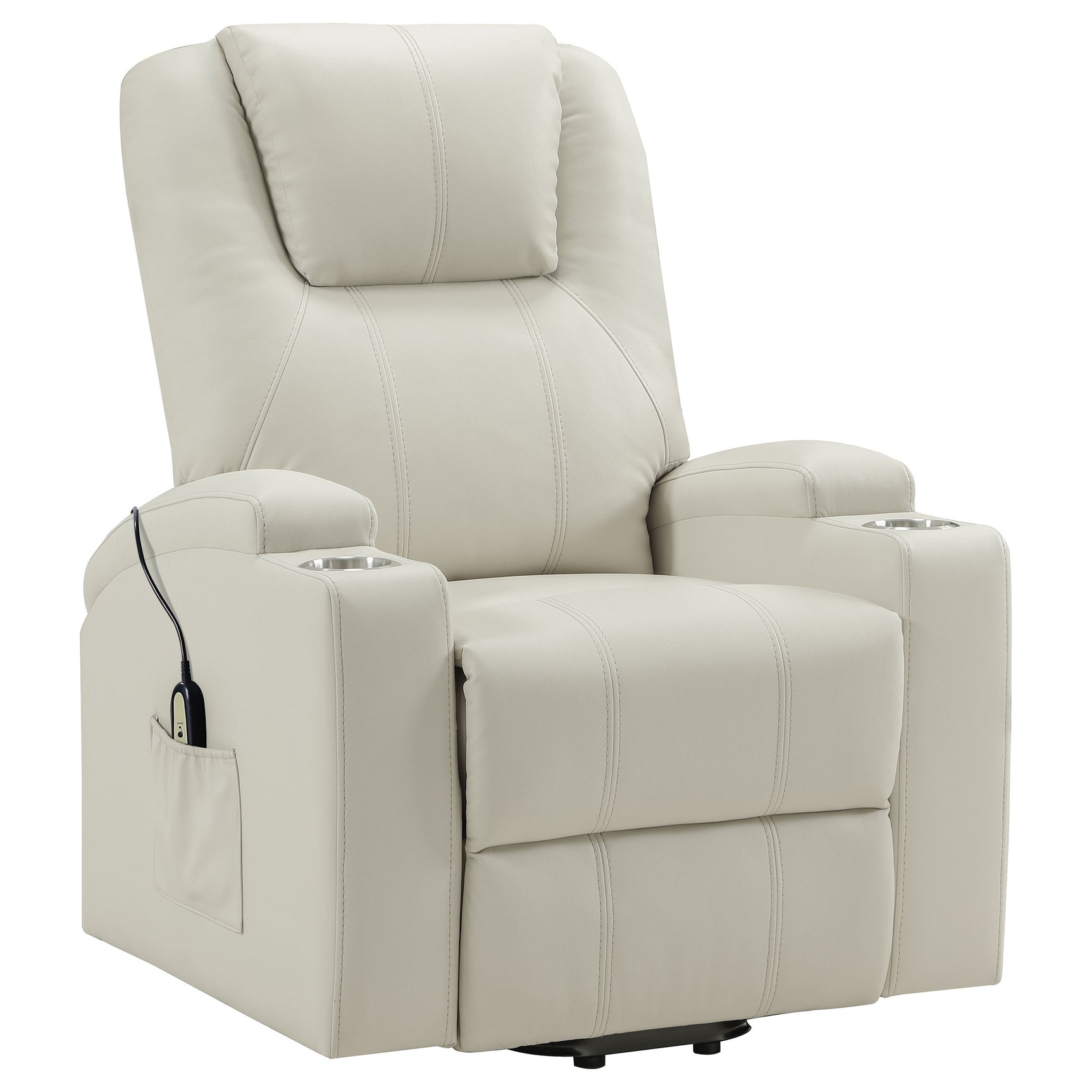 Armstrong Ivory Upholstered Power Lift Massage Recliner - Ornate Home