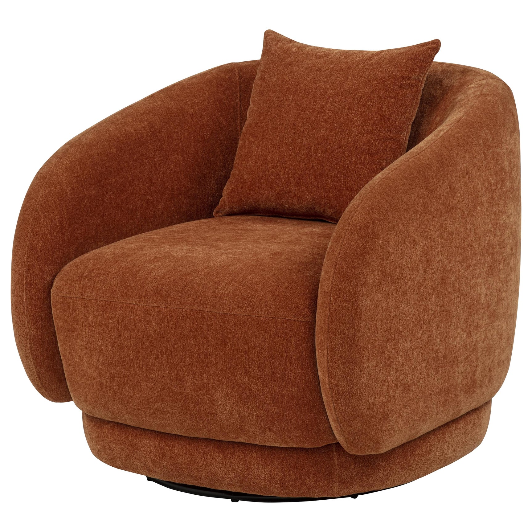 Arnaud Burnt Orange Chenille Upholstered Swivel Accent Chair - Ornate Home