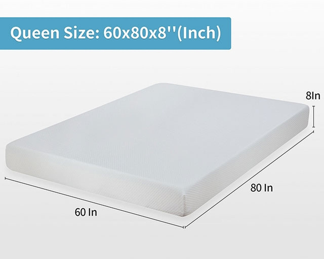 Artemisia White 8" Queen Memory Foam Mattress - Ornate Home