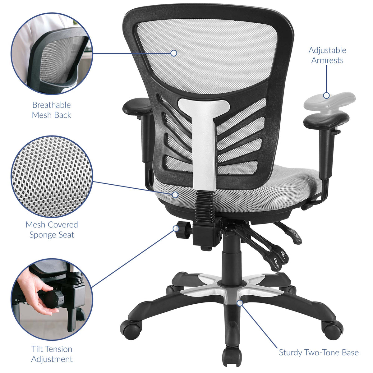 Articulate Gray Mesh Office Chair - Ornate Home