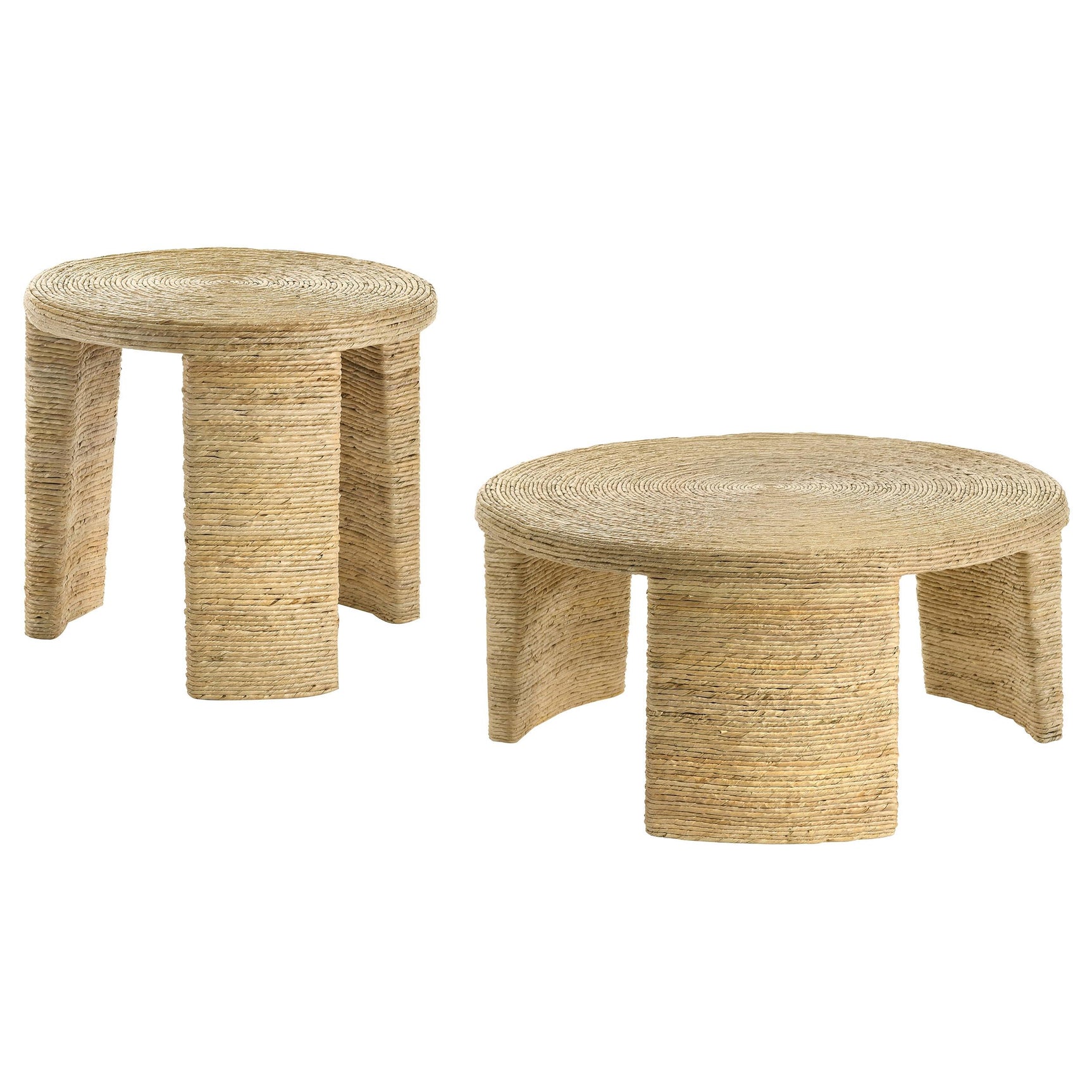 Artina Natural 2-piece Rattan Coffee and End Table Set - Ornate Home
