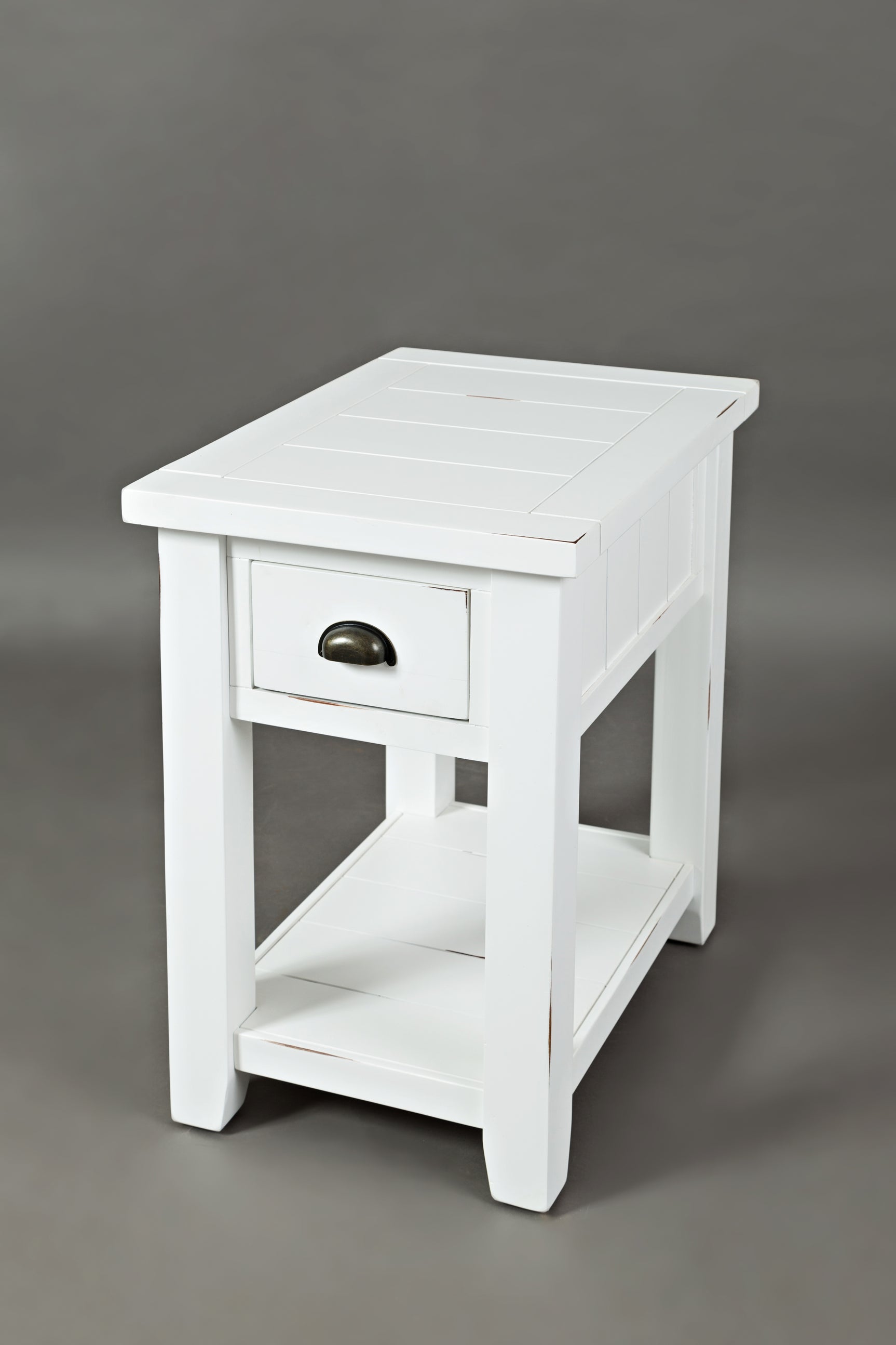 Artisan's Craft Weathered White Chairside Table - Ornate Home