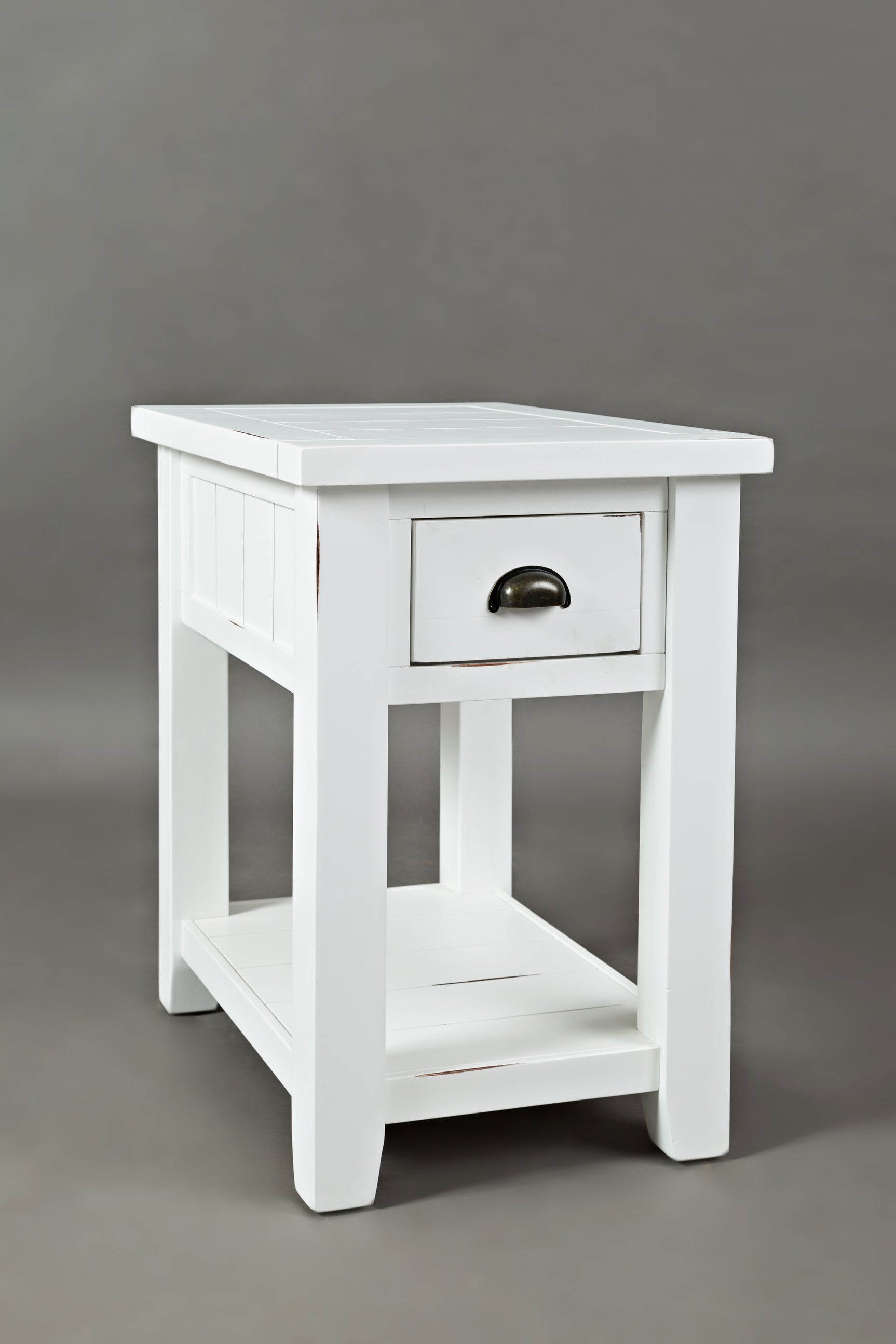 Artisan's Craft Weathered White Chairside Table - Ornate Home