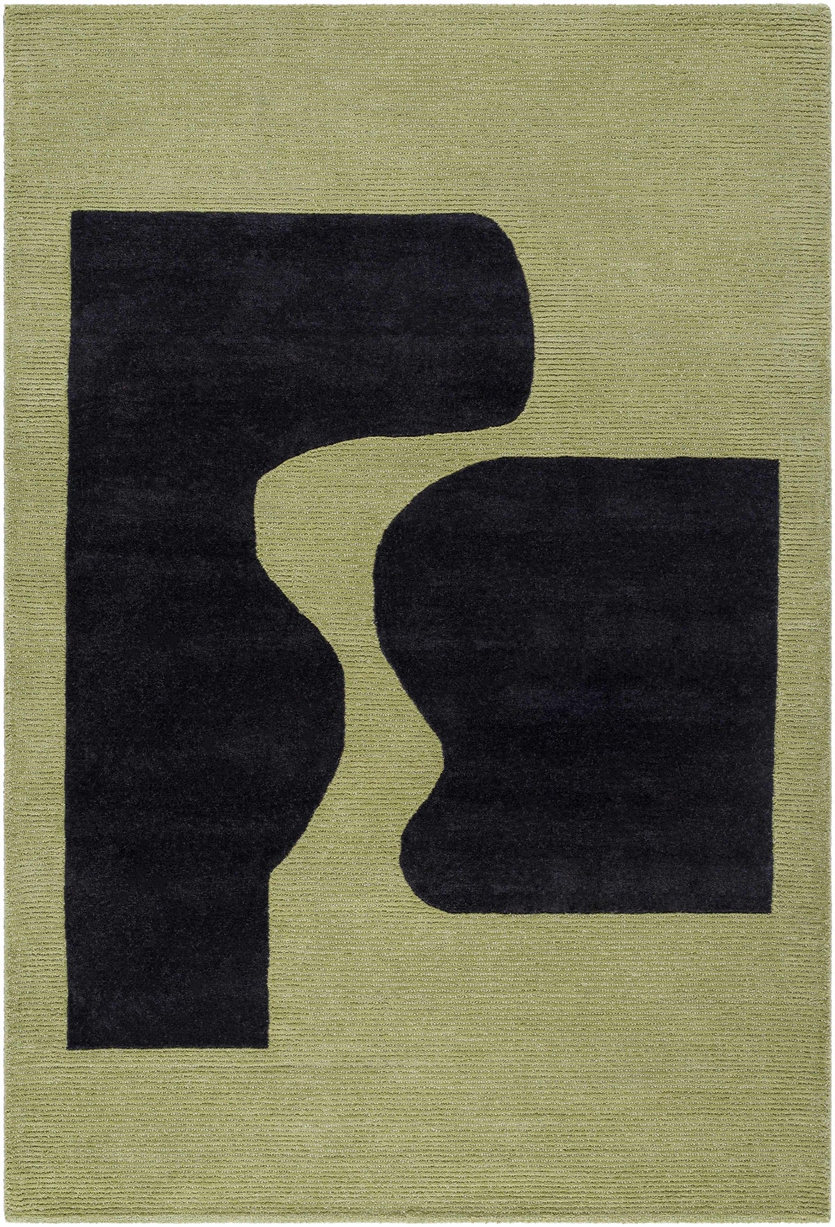 Arvok Olive Green Organic Block Art Deco Wool Handmade Area Rug - Clearance - Ornate Home