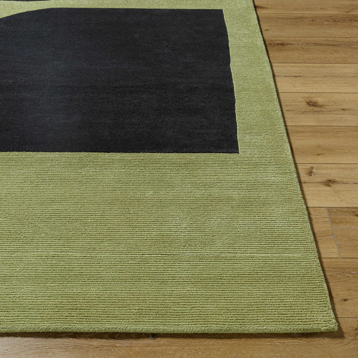 Arvok Olive Green Organic Block Art Deco Wool Handmade Area Rug - Clearance - Ornate Home