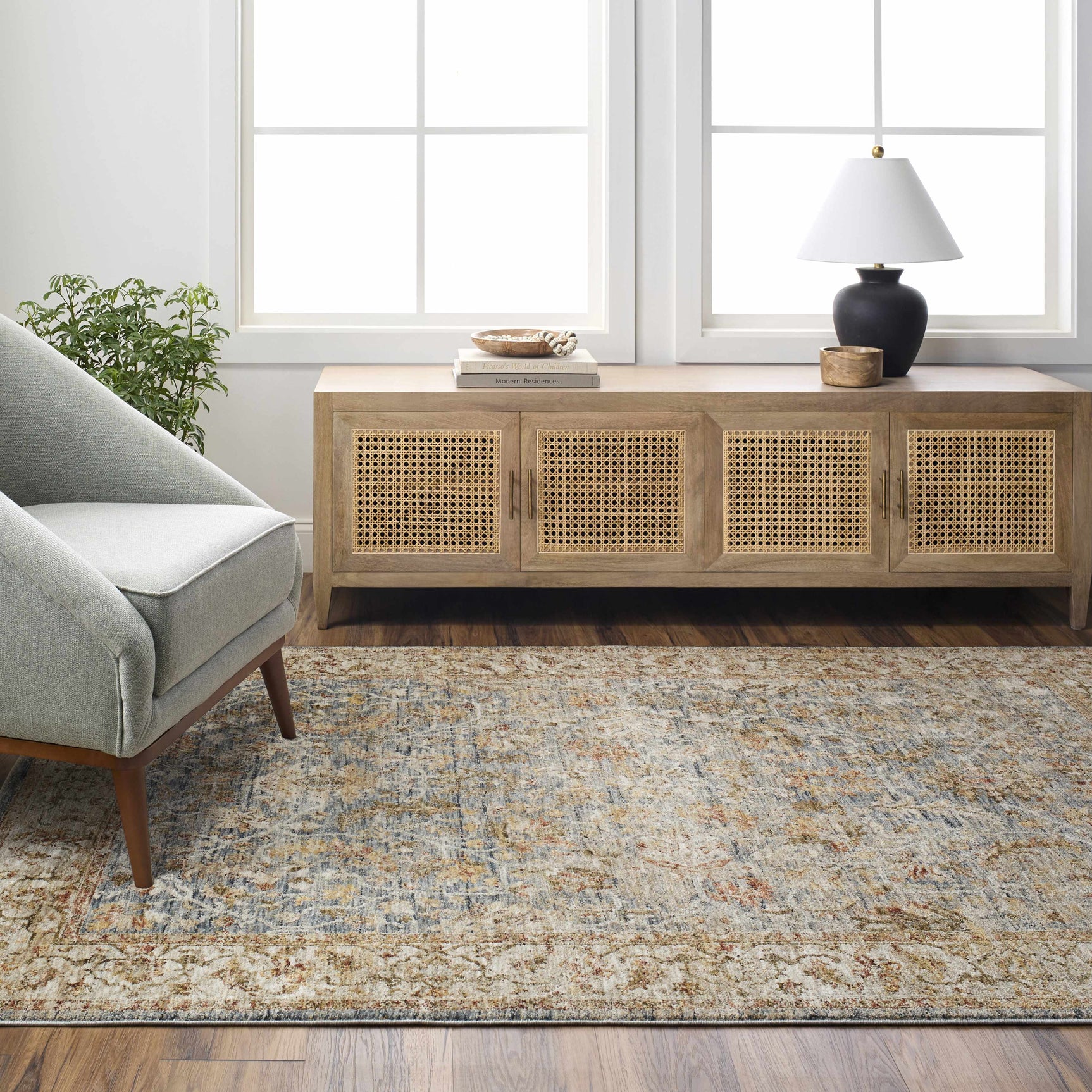 Asabi Blue Textured Rug with Fringes - Ornate Home