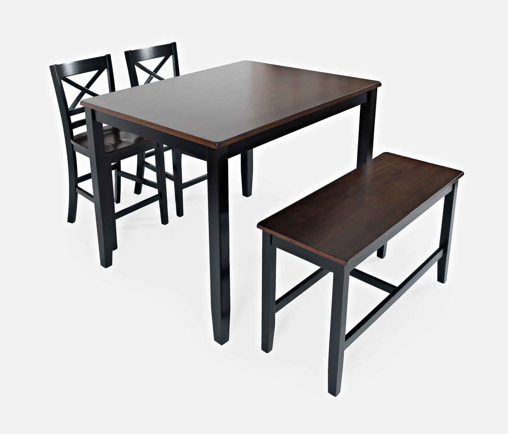 Asbury Park Black/Autumn Brown Counter Dining Table, (2) Stools, Bench - Ornate Home