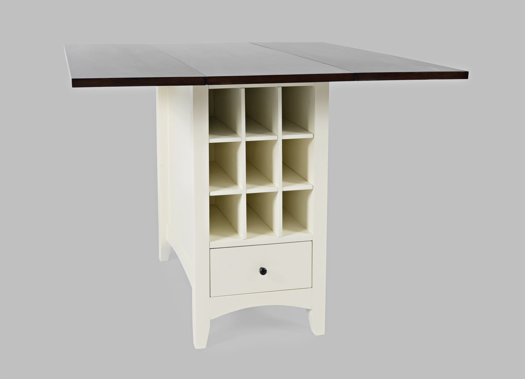 Asbury Park White/Autumn Brown Storage Counter Drop Leaf Table - Ornate Home