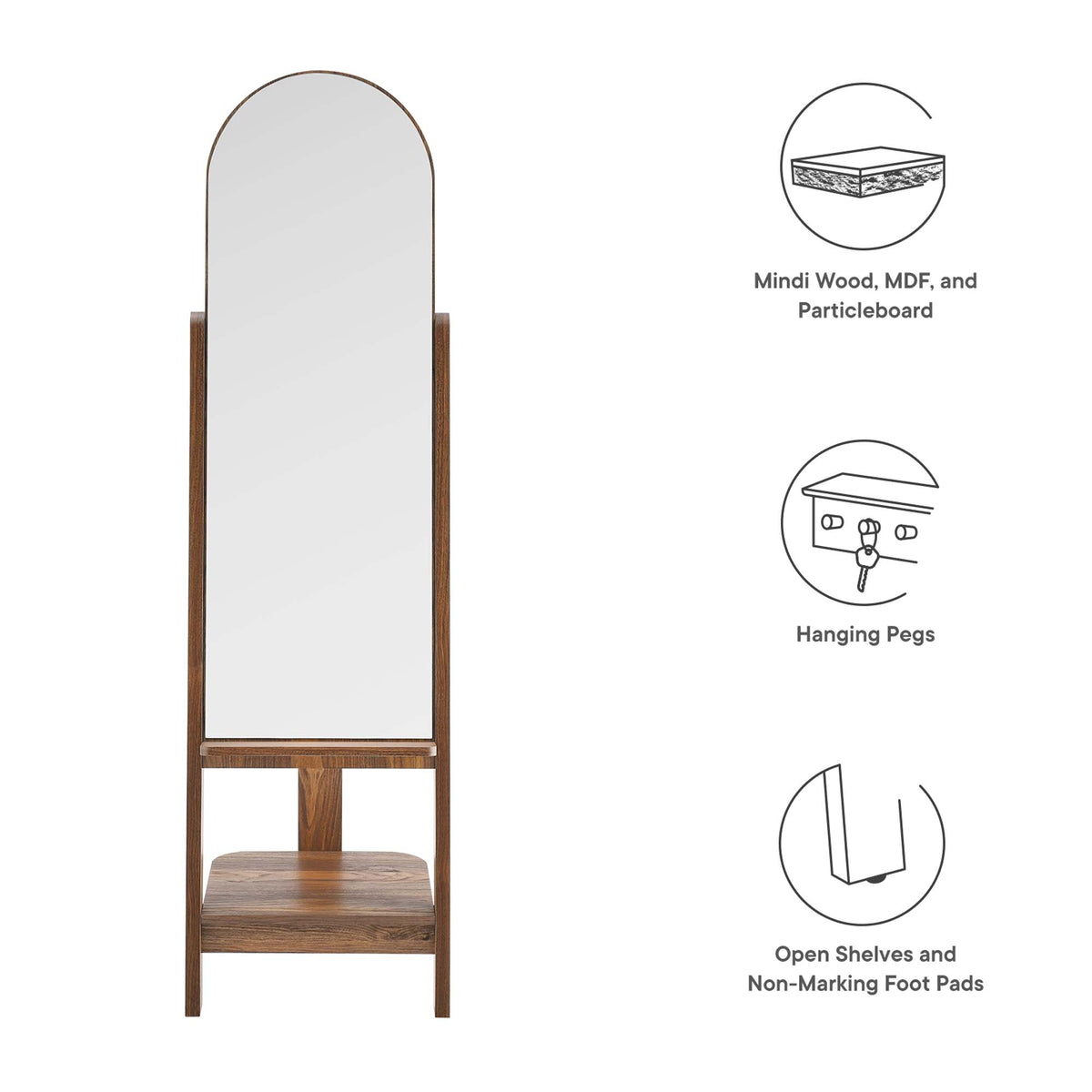 Ascend Walnut Standing Mirror - Ornate Home