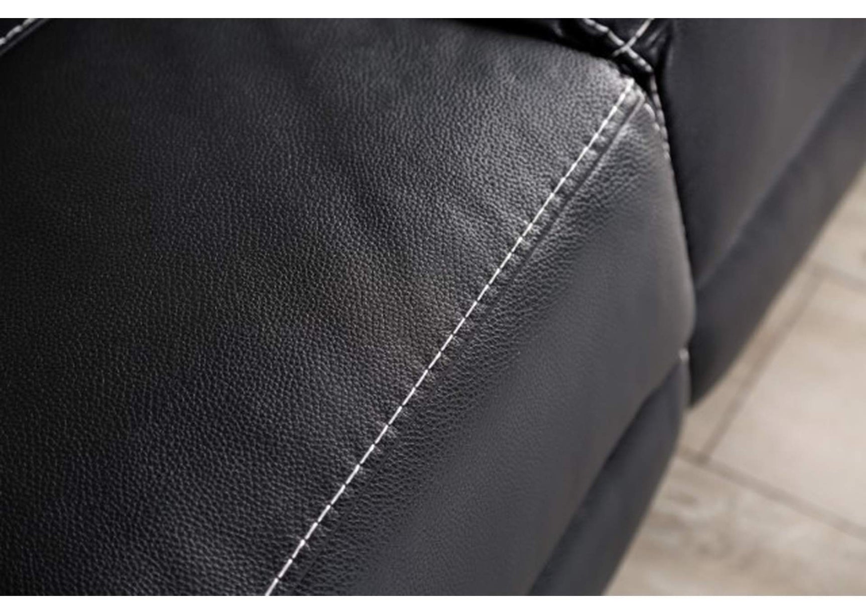 Ascona Black Leatherette Power Loveseat - Ornate Home