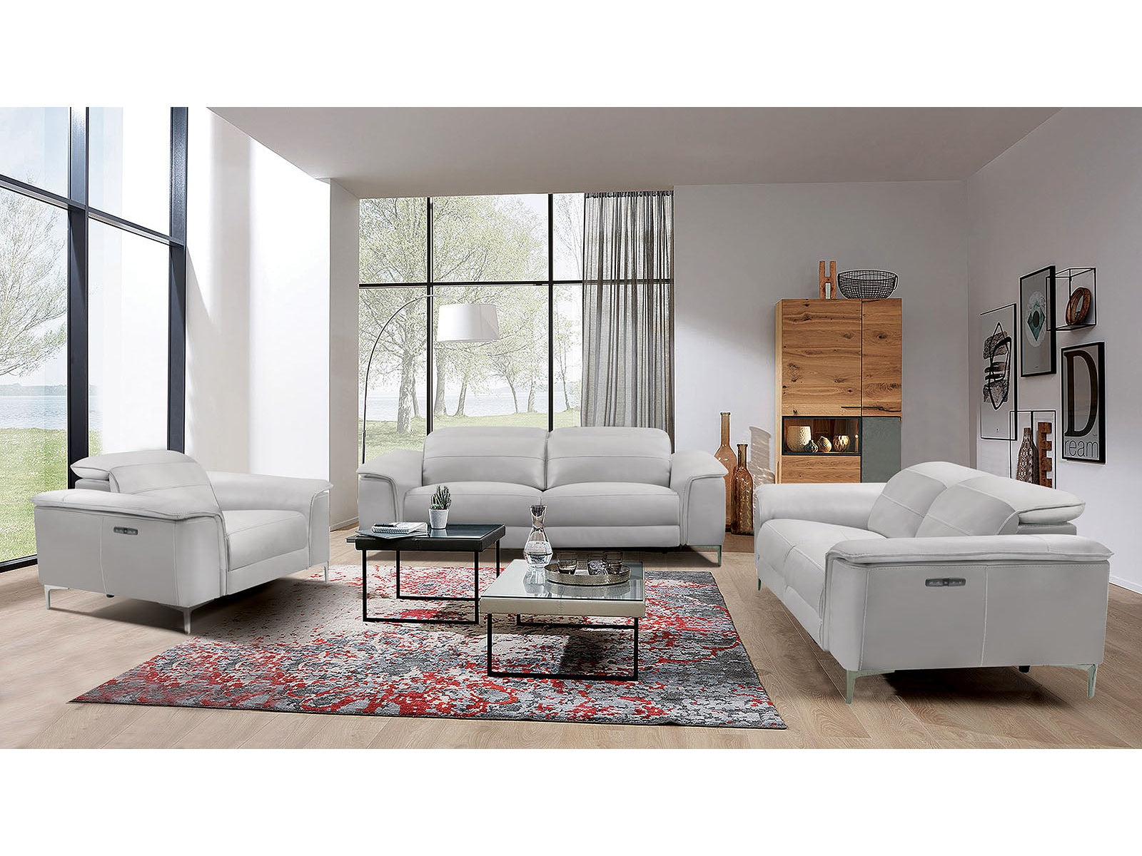 Ascona Light Taupe Leatherette Power Reclining Sofa & Loveseat - Ornate Home