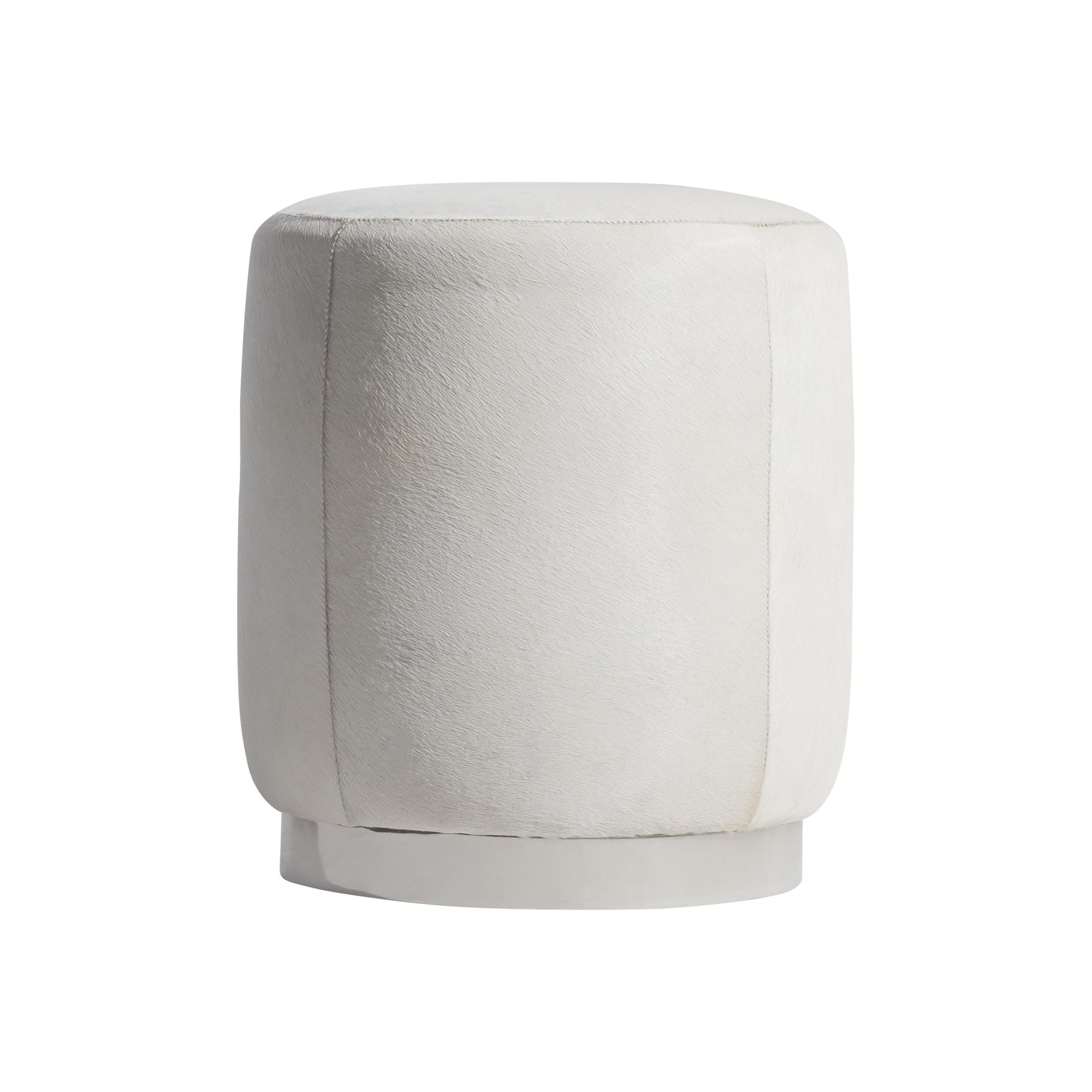 Ash White/Cream Leather Ottoman - Ornate Home