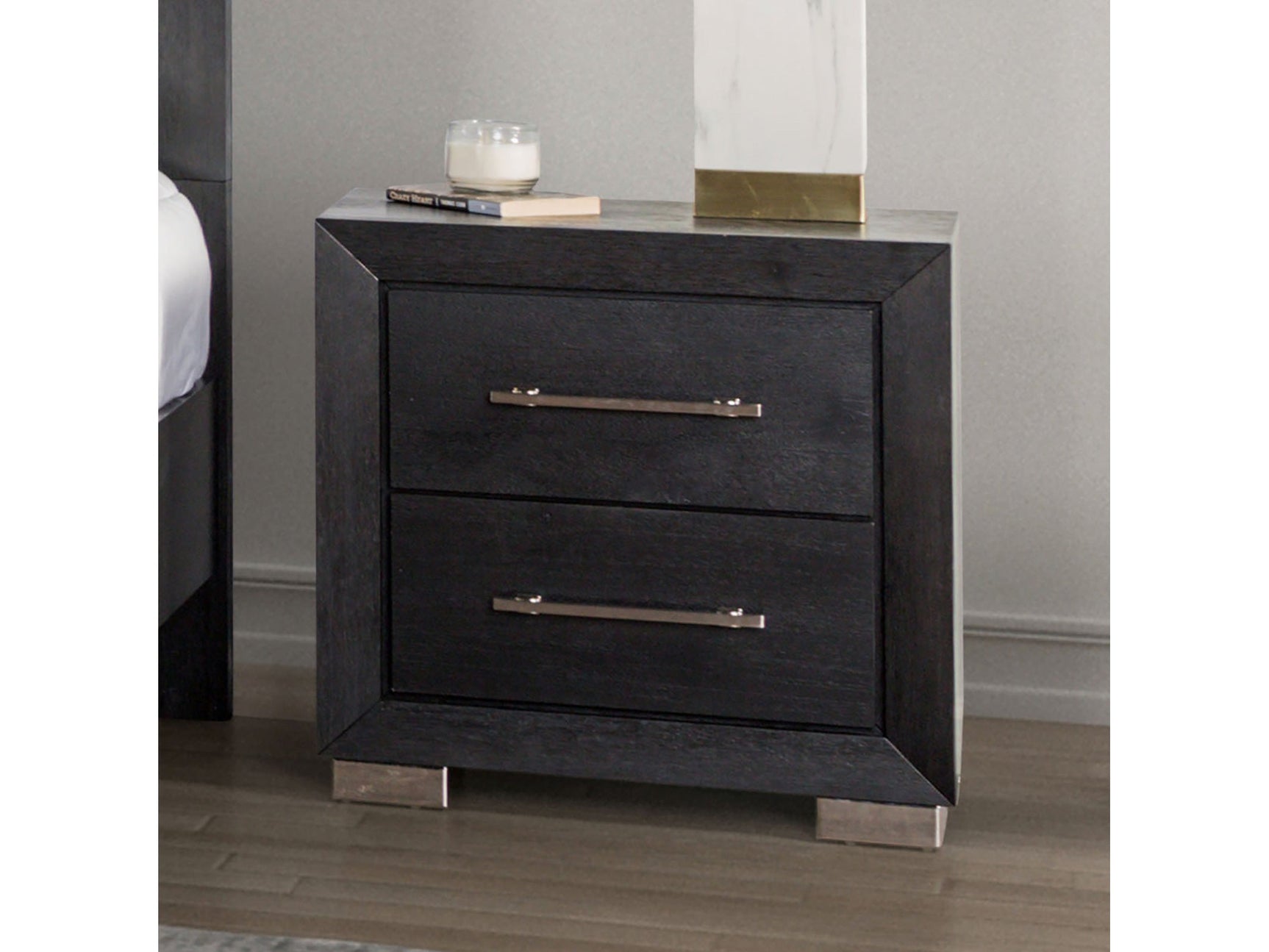 Ashbourne Black Nightstand - Ornate Home