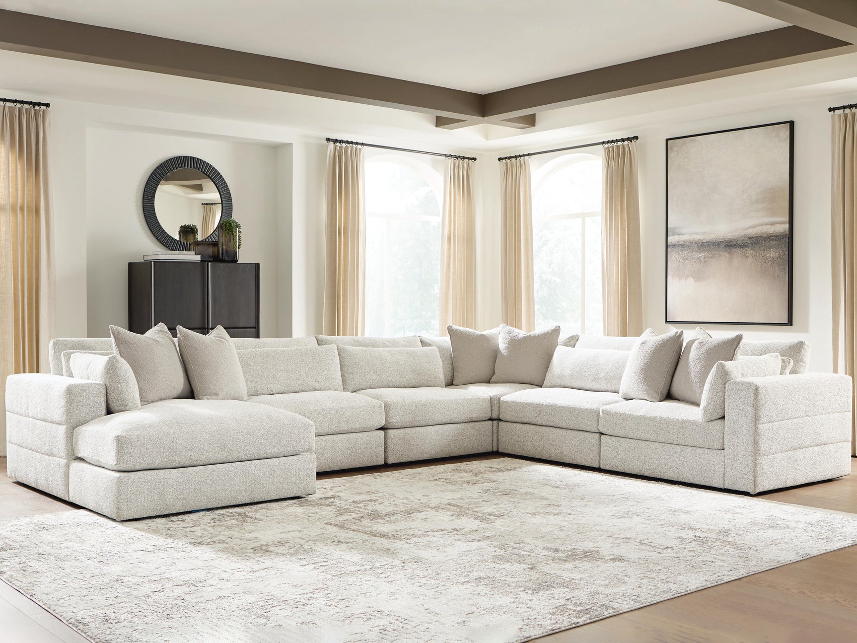 Ashbourne Estate Snowstone 6-Piece Sectional w/ Chaise - Ornate Home