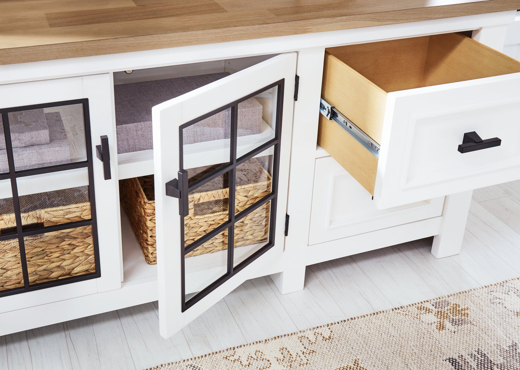Ashbryn White/Natural 74" TV Stand (Online Special Price) - Ornate Home