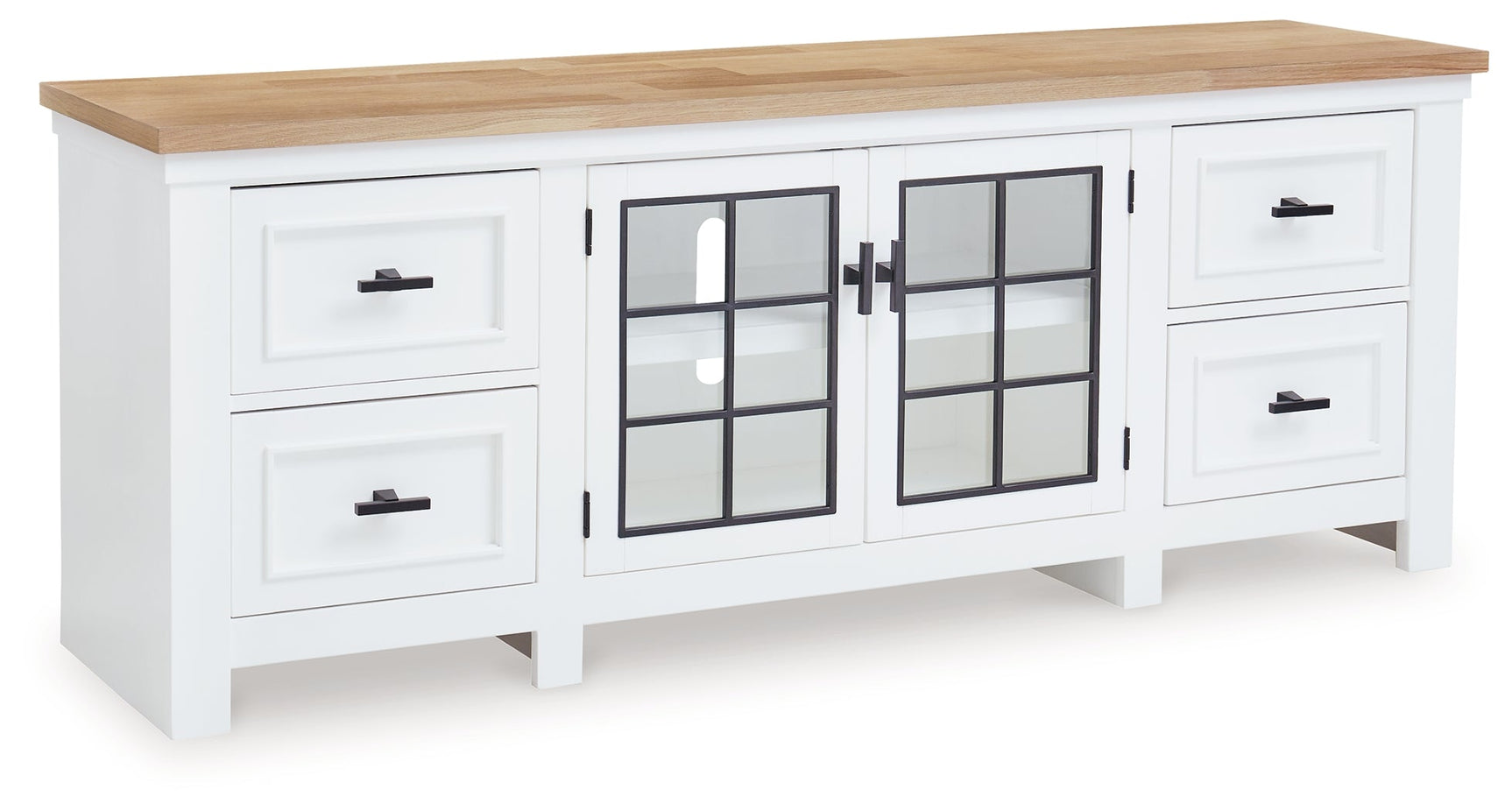 Ashbryn White/Natural 74" TV Stand (Online Special Price) - Ornate Home