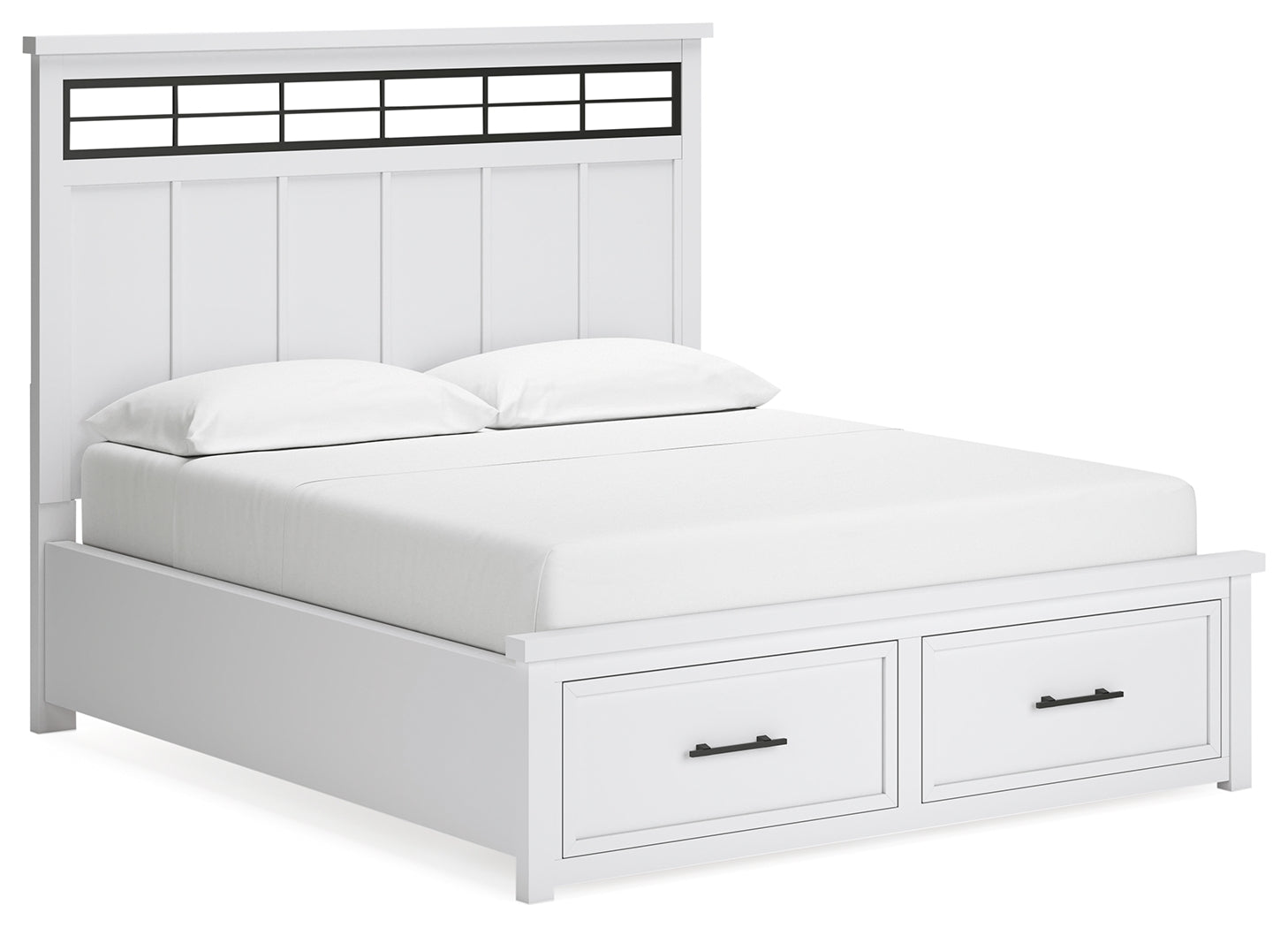 Ashbryn White/Natural California King Panel Storage Bedroom Set with Dresser and Mirror - Ornate Home