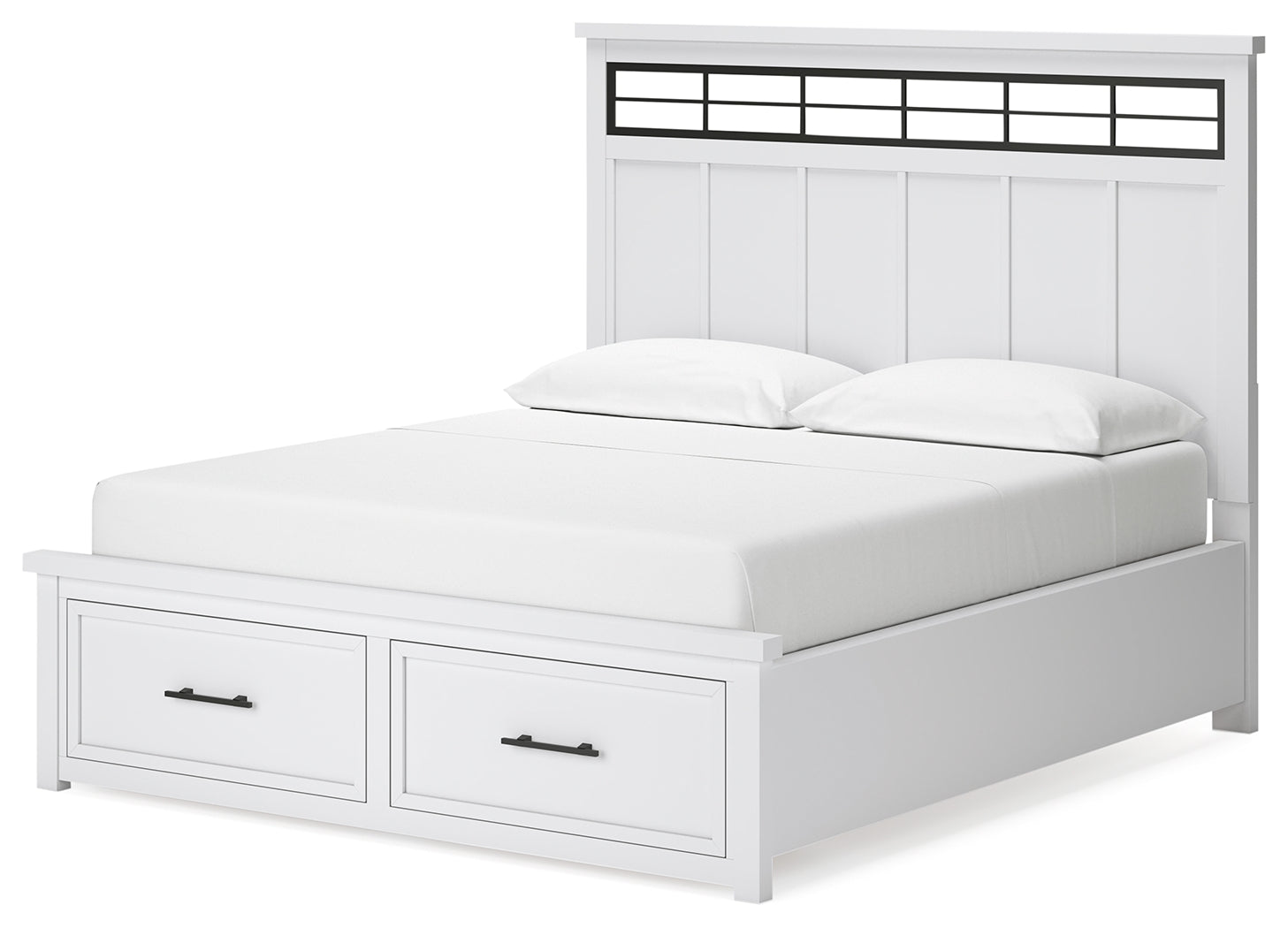 Ashbryn White/Natural California King Panel Storage Bedroom Set with Dresser and Mirror - Ornate Home