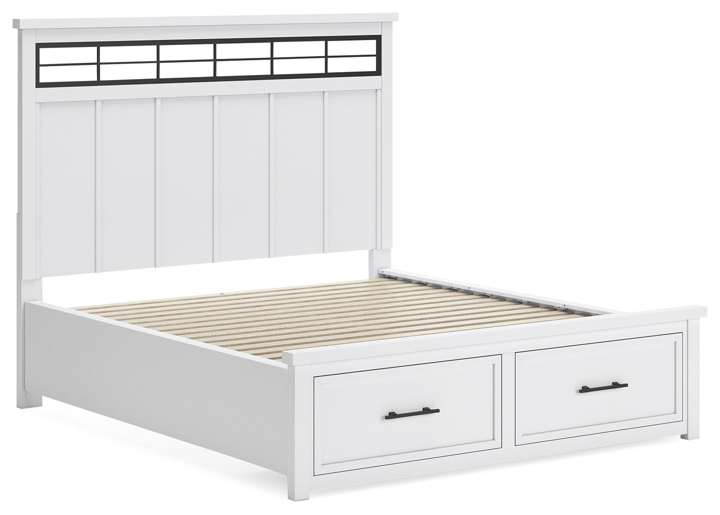 Ashbryn White/Natural California King Panel Storage Bedroom Set with Dresser and Mirror - Ornate Home