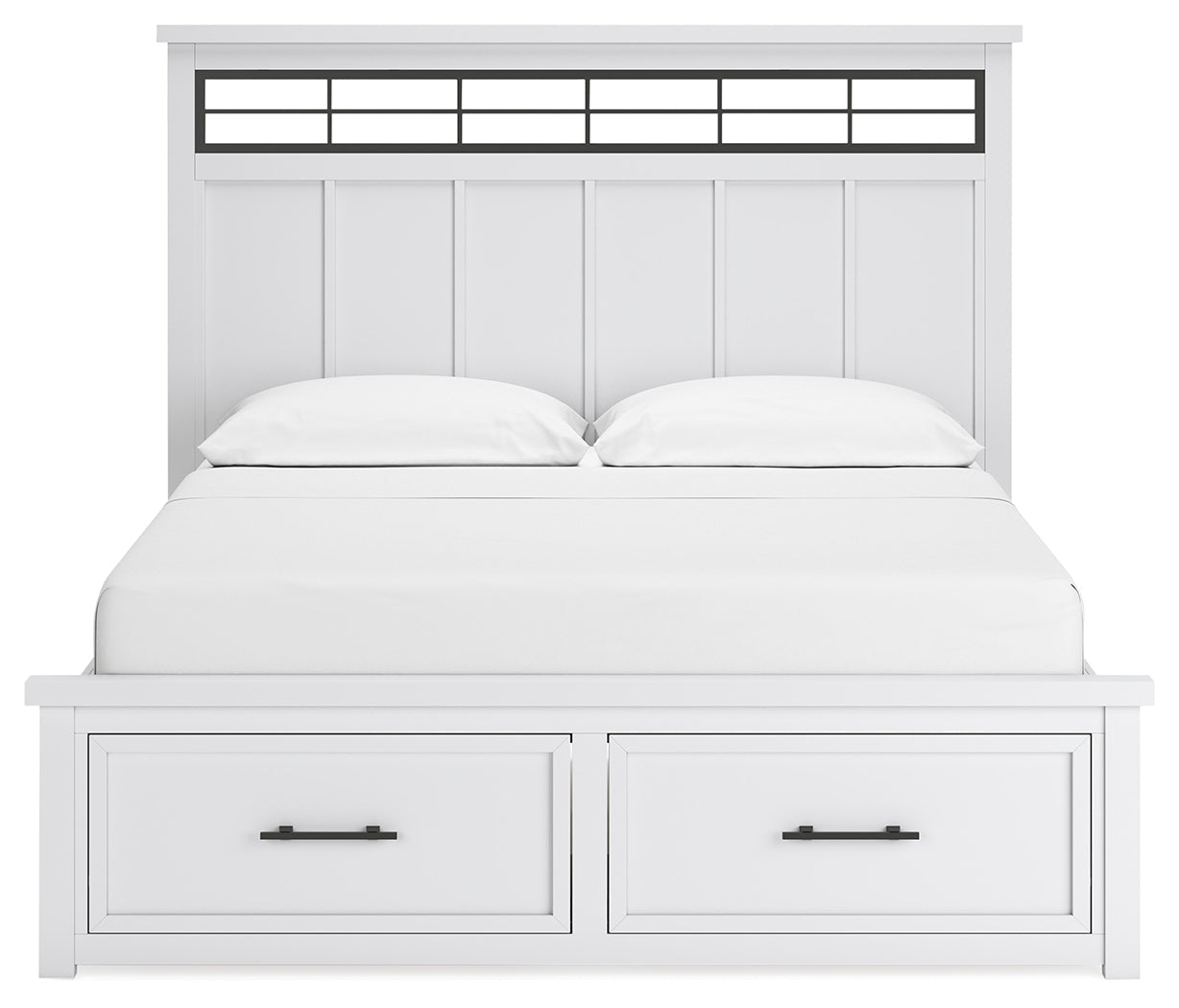 Ashbryn White/Natural California King Panel Storage Bedroom Set with Dresser and Mirror - Ornate Home