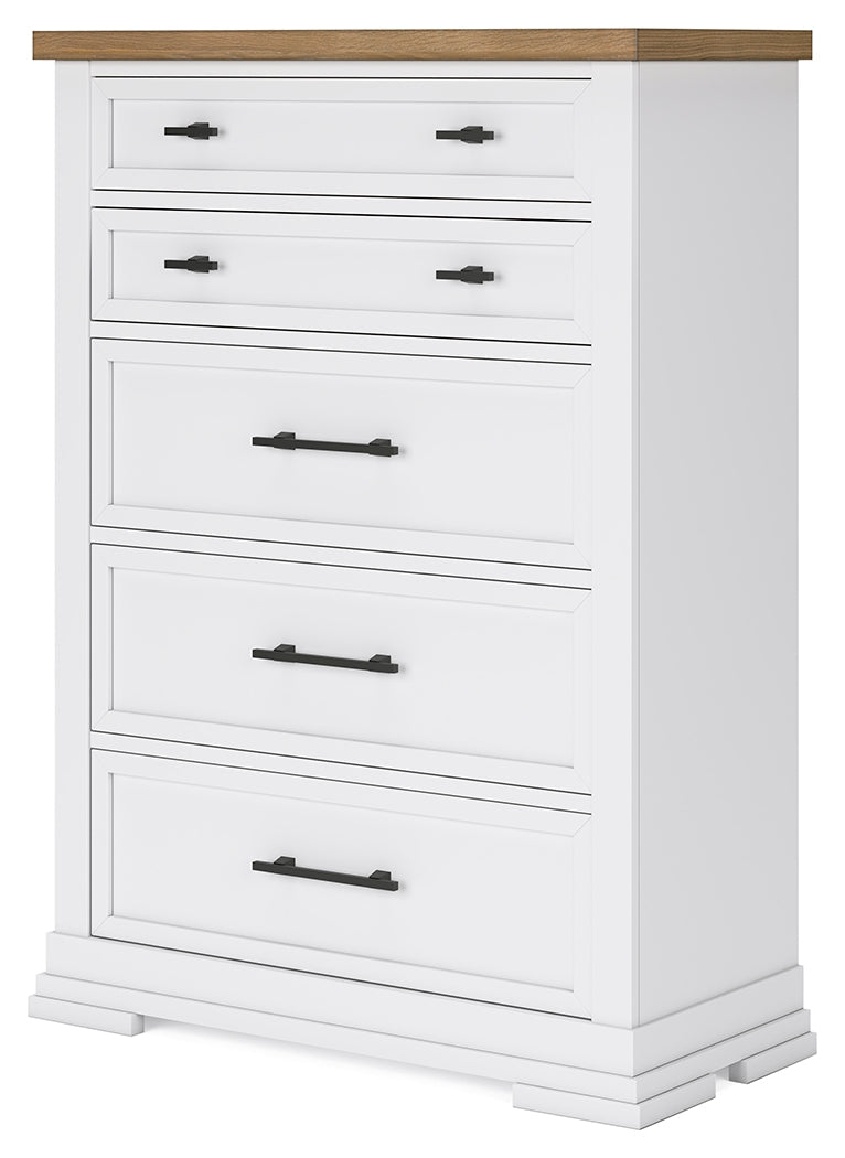 Ashbryn White/Natural Chest of Drawers - Ornate Home
