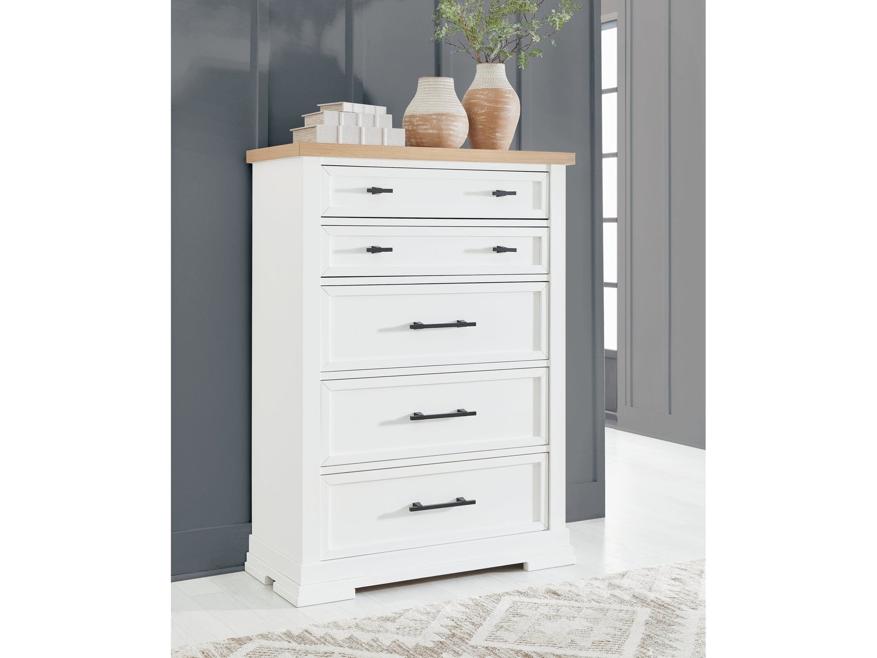 Ashbryn White/Natural Chest of Drawers - Ornate Home