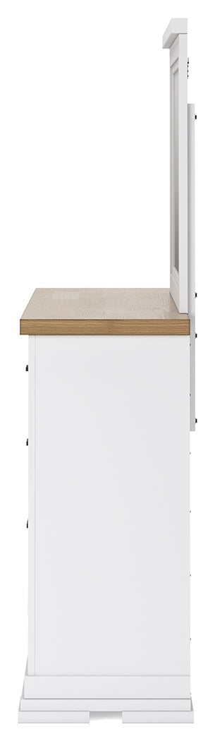 Ashbryn White/Natural King Panel Storage Bedroom Set with Dresser and Mirror - Ornate Home