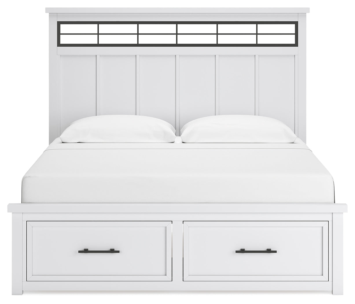 Ashbryn White/Natural King Panel Storage Bedroom Set with Dresser and Mirror - Ornate Home