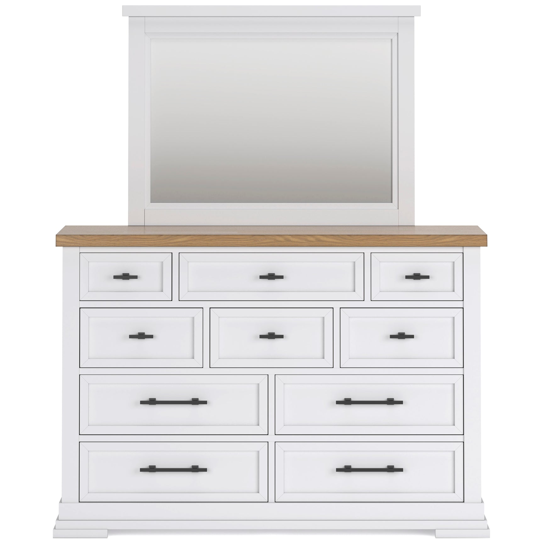 Ashbryn White/Natural Mirrored Dresser w/ 10 Drawers (Online Special Price) - Ornate Home