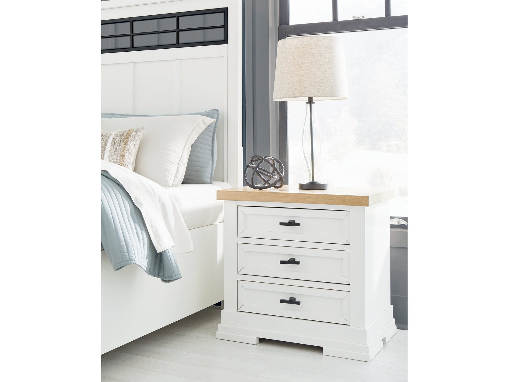 Ashbryn White/Natural Nightstand - Ornate Home