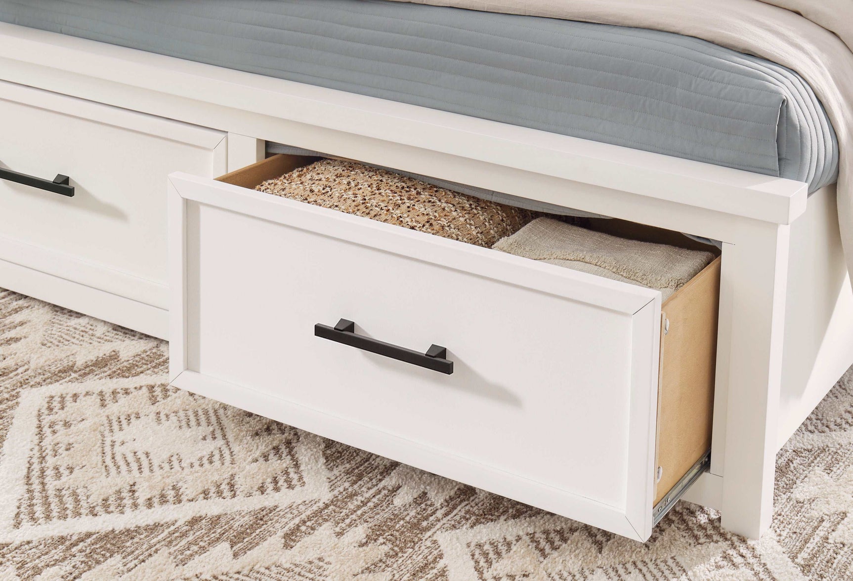 Ashbryn White/Natural Queen Panel Storage Bed - Ornate Home