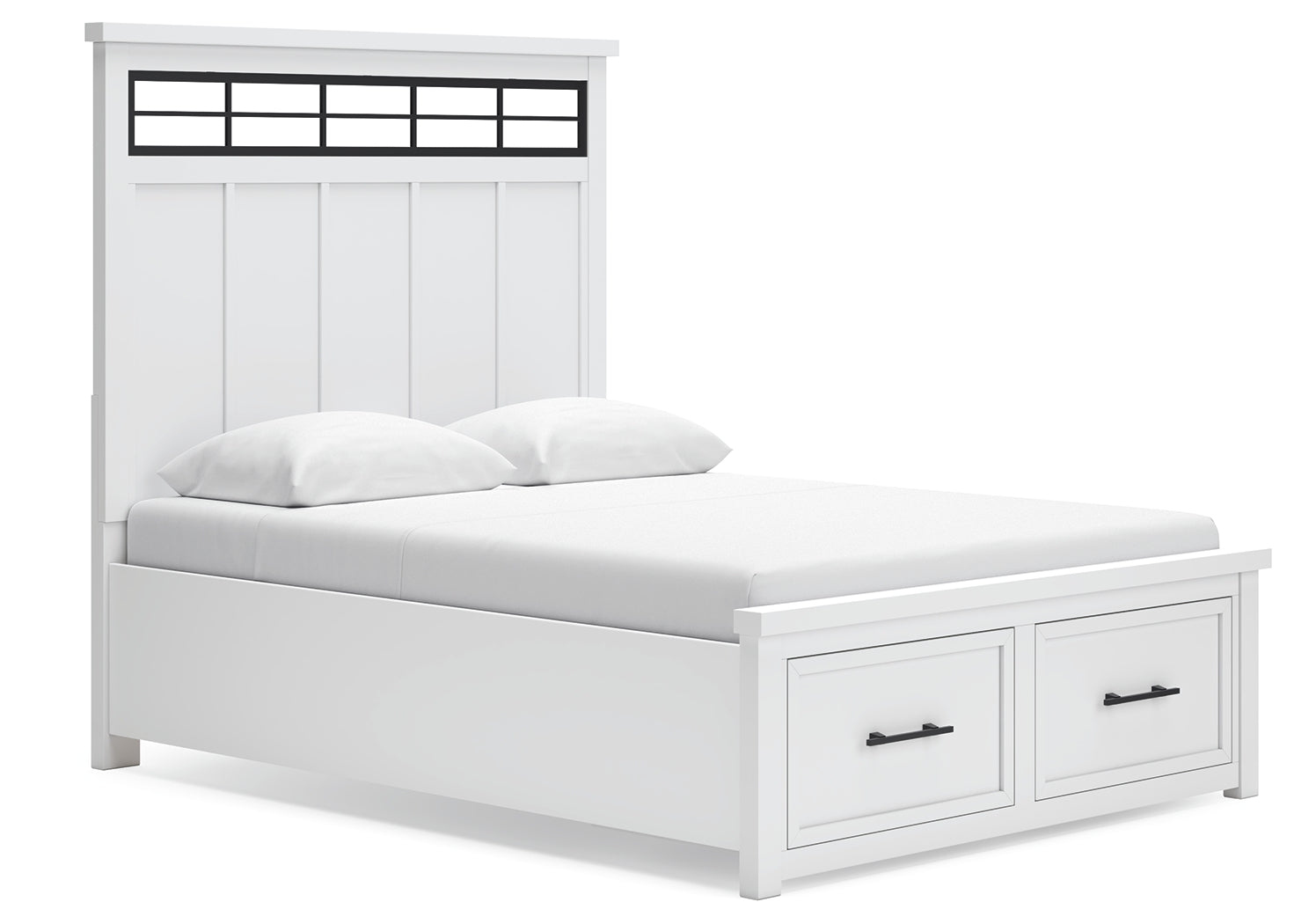 Ashbryn White/Natural Queen Panel Storage Bedroom Set with Dresser, Mirror and 2 Nightstands (Online Special Price) - Ornate Home