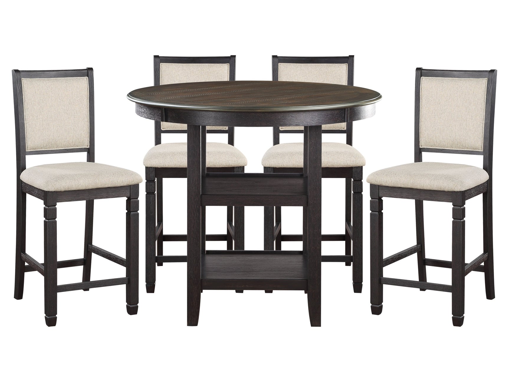 Asher Black / Beige 5-piece Dinig Table Set - Ornate Home