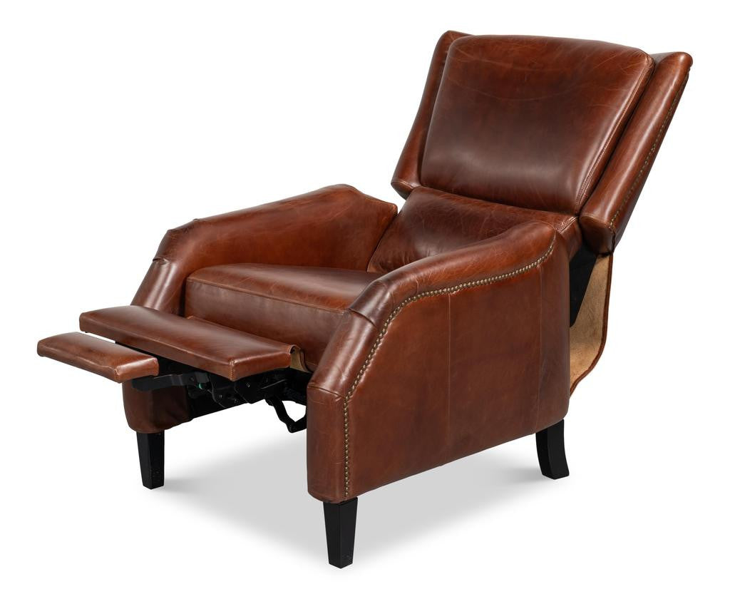 Ashford Brown Leather Recliner - Ornate Home