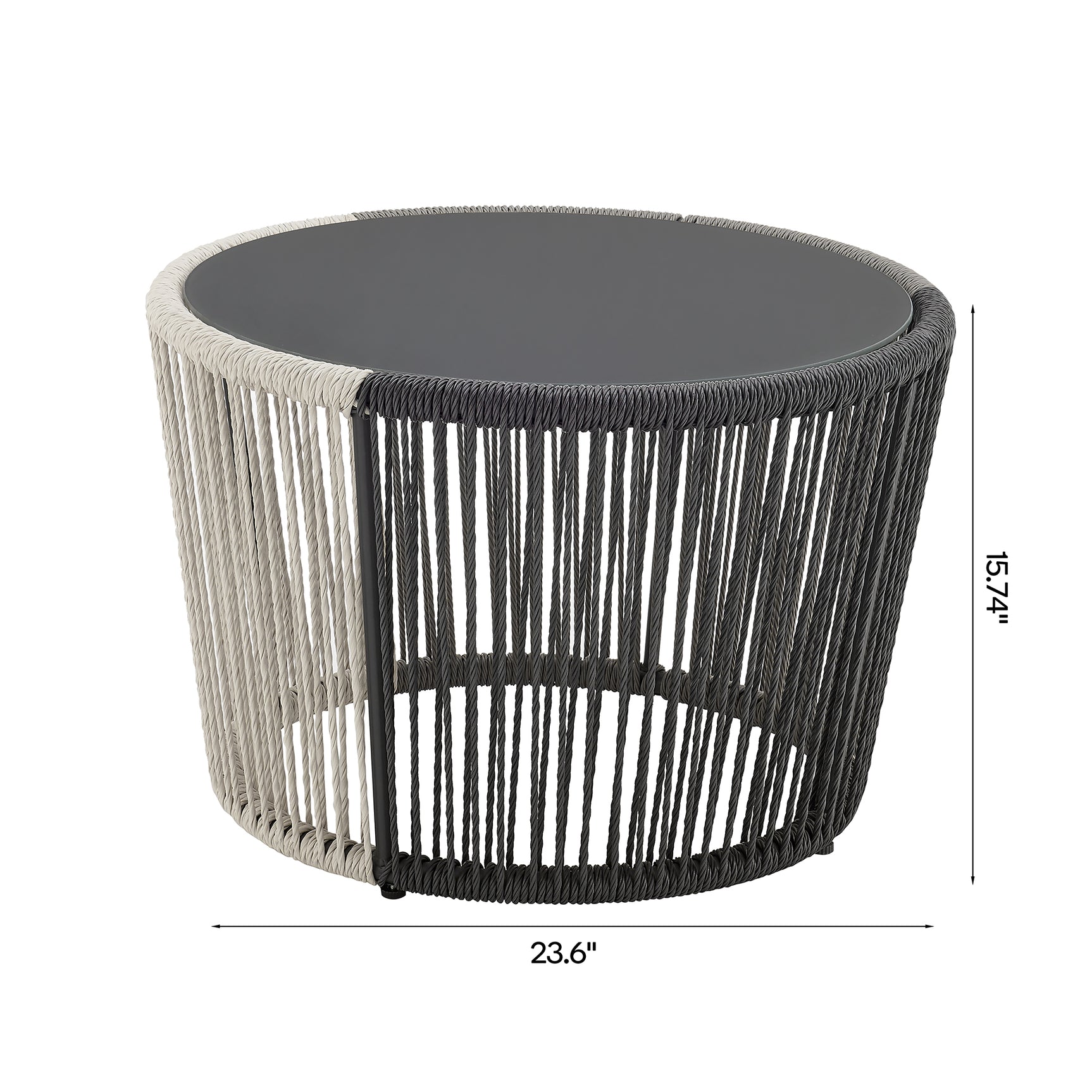 Ashland 3-Piece Patio Conversation Set with Foot Ottomans in Grey - Ornate Home