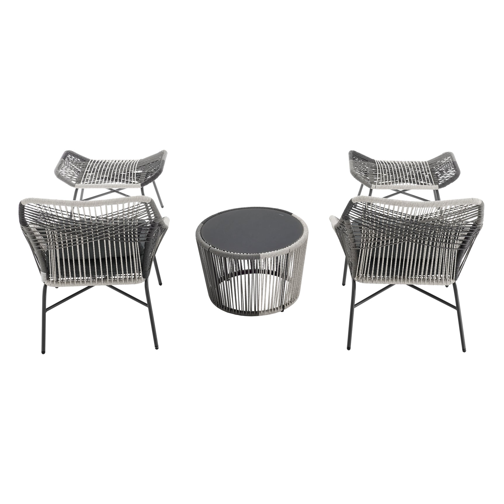 Ashland 3-Piece Patio Conversation Set with Foot Ottomans in Grey - Ornate Home