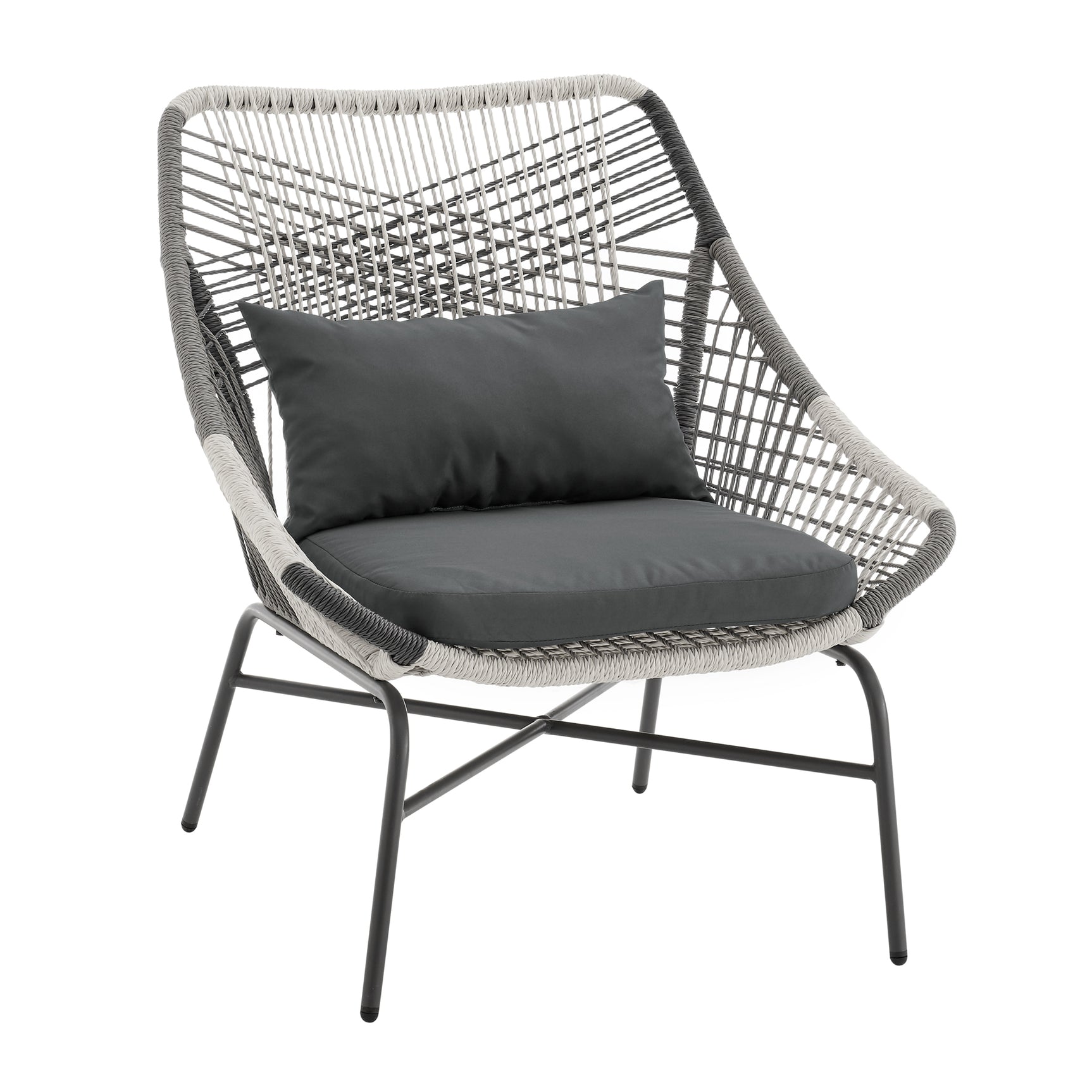 Ashland 3-Piece Patio Conversation Set with Foot Ottomans in Grey - Ornate Home