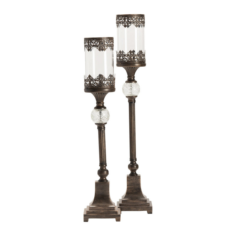 Ashland Brown/Transparent Candle Holders - Ornate Home