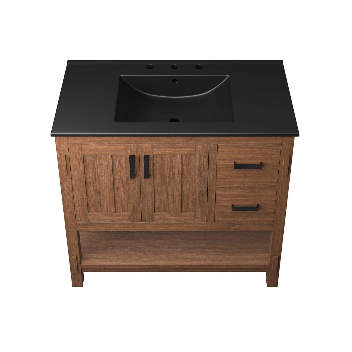 Ashlyn Walnut/Black 36" Wood Bathroom Vanity - Ornate Home