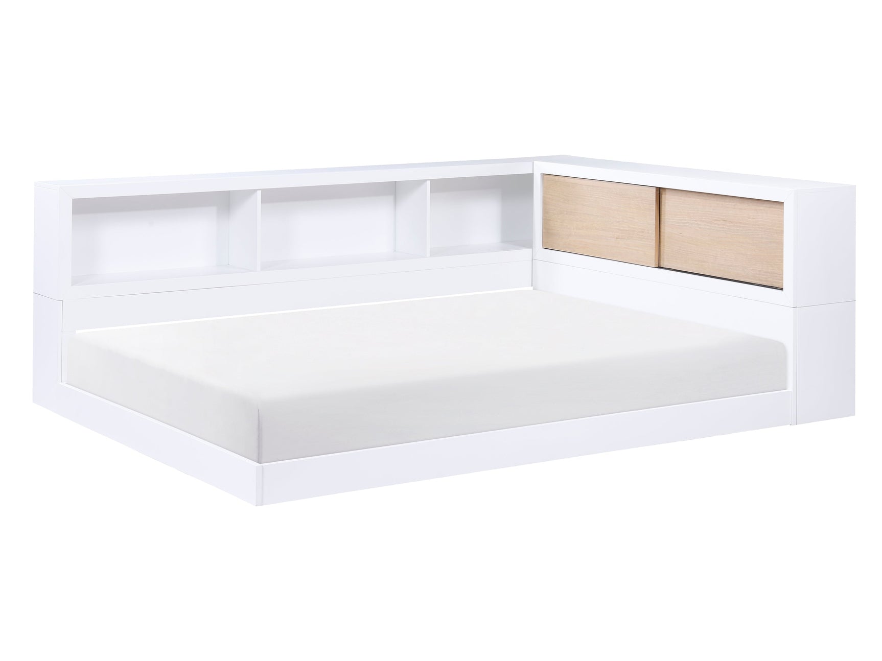 Asker White Full Bookcase Corner Bed - Ornate Home