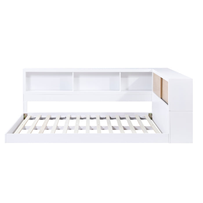 Asker White Full Bookcase Corner Bed - Ornate Home