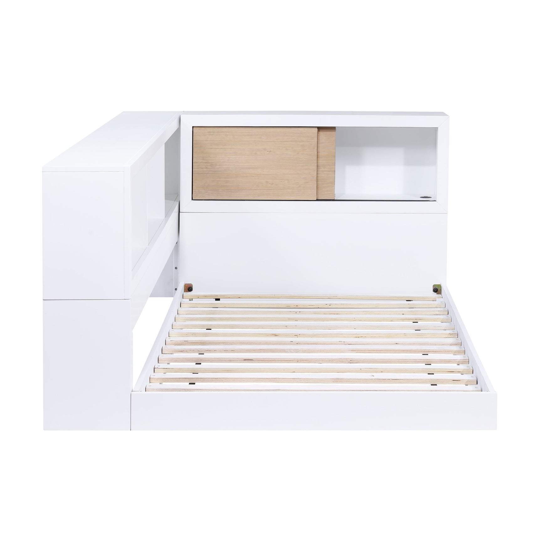 Asker White Twin Bookcase Corner Bed - Ornate Home