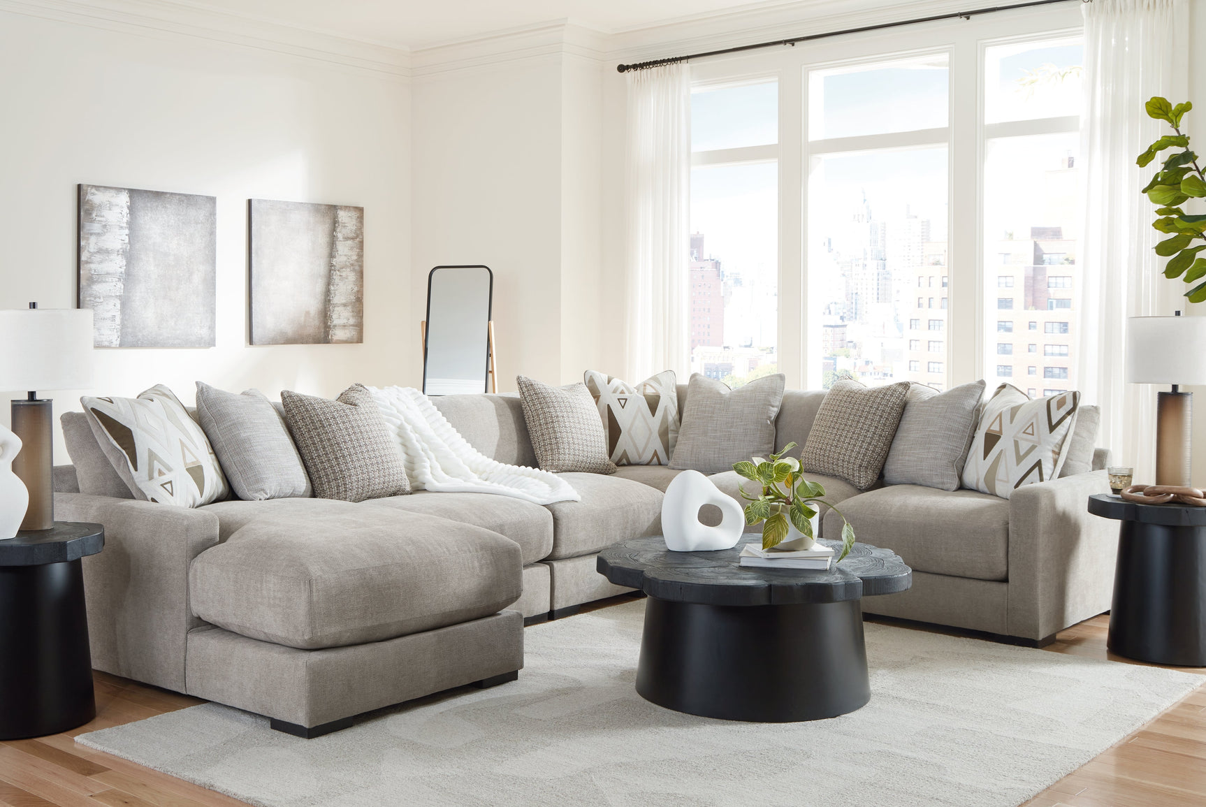 Aslan Court Flax 6-Piece Sectional with Chaise (Online Special Price) - Ornate Home