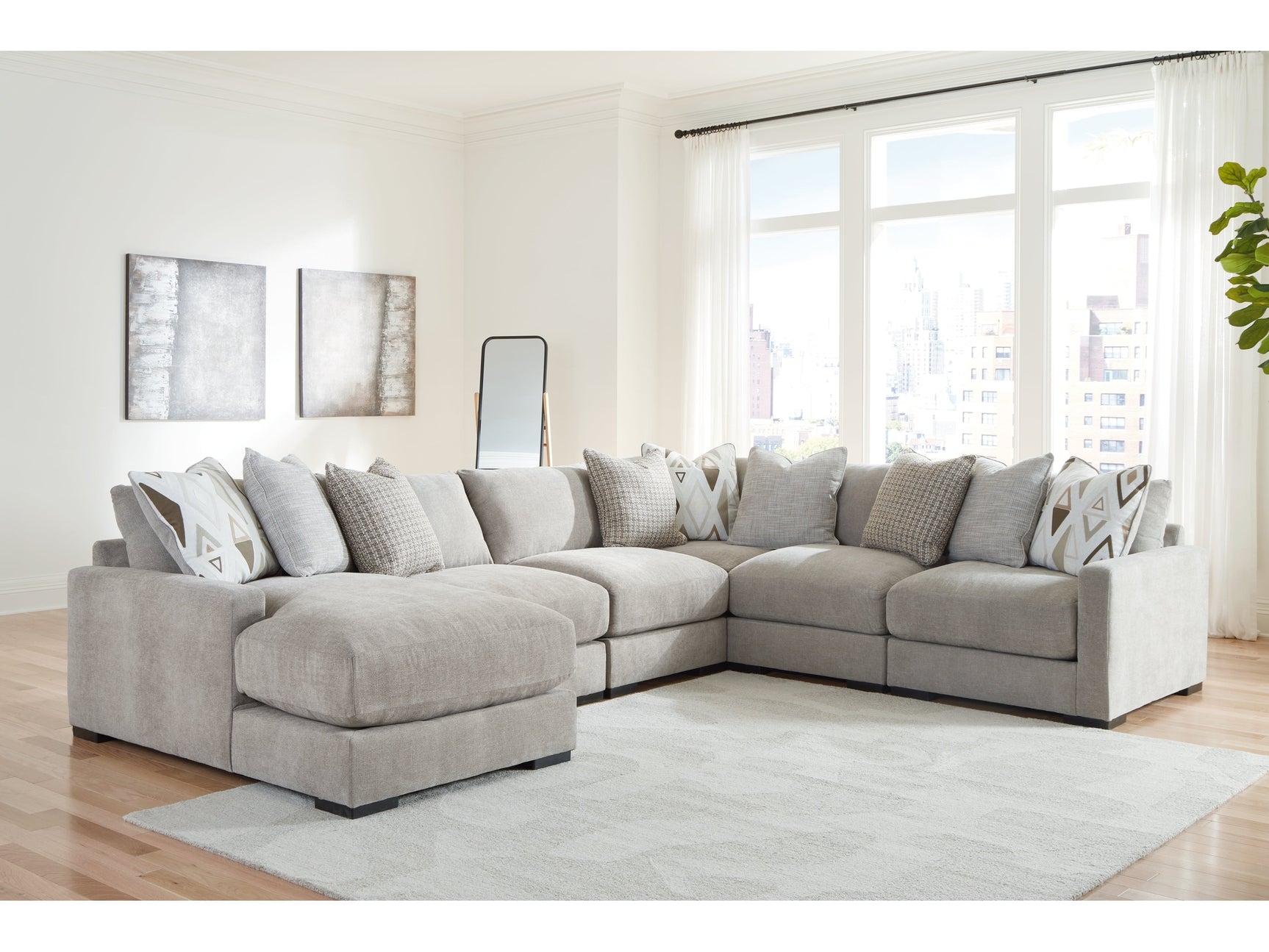 Aslan Court Flax 6-Piece Sectional with Chaise - Ornate Home