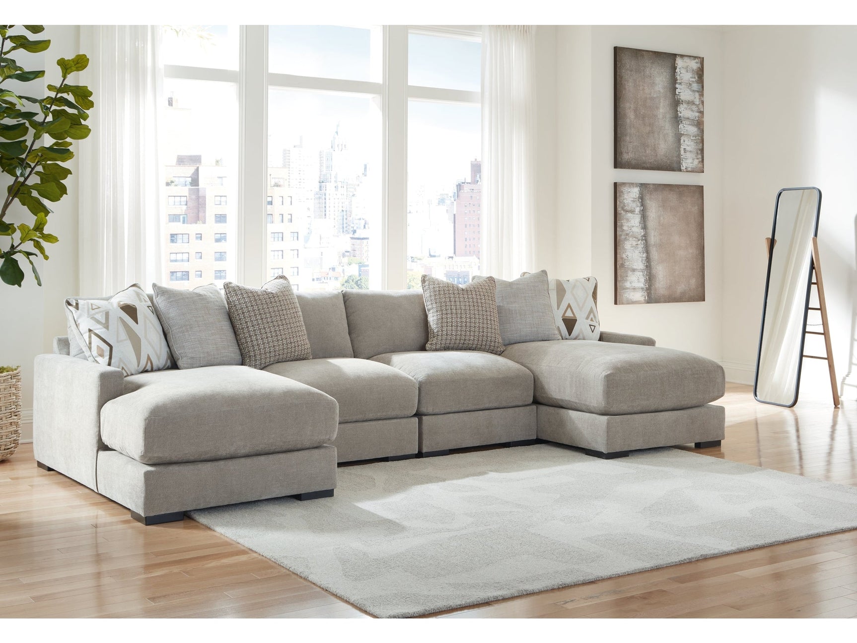 Aslan Court Pebble 4-Piece Sofa Pit Sectional (Online Special Price) - Ornate Home