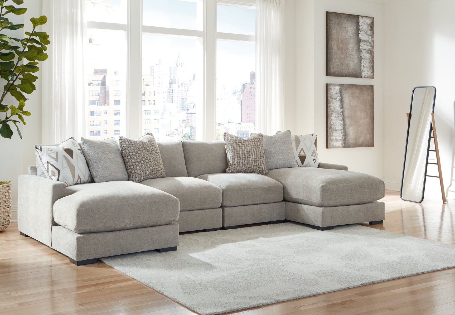 Aslan Court Pebble 4-Piece Sofa Pit Sectional (Online Special Price) - Ornate Home